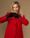Ella (black) - Women's lambskin leather gloves with cashmere lining, gold-tone buckle & touchscreen feature