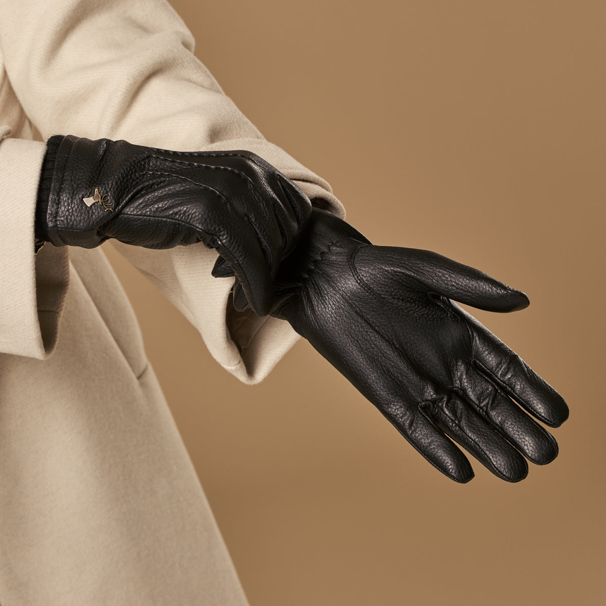hochwertige damen handschuhe Lederhandschuhe Damen Schwarz - Hirschleder