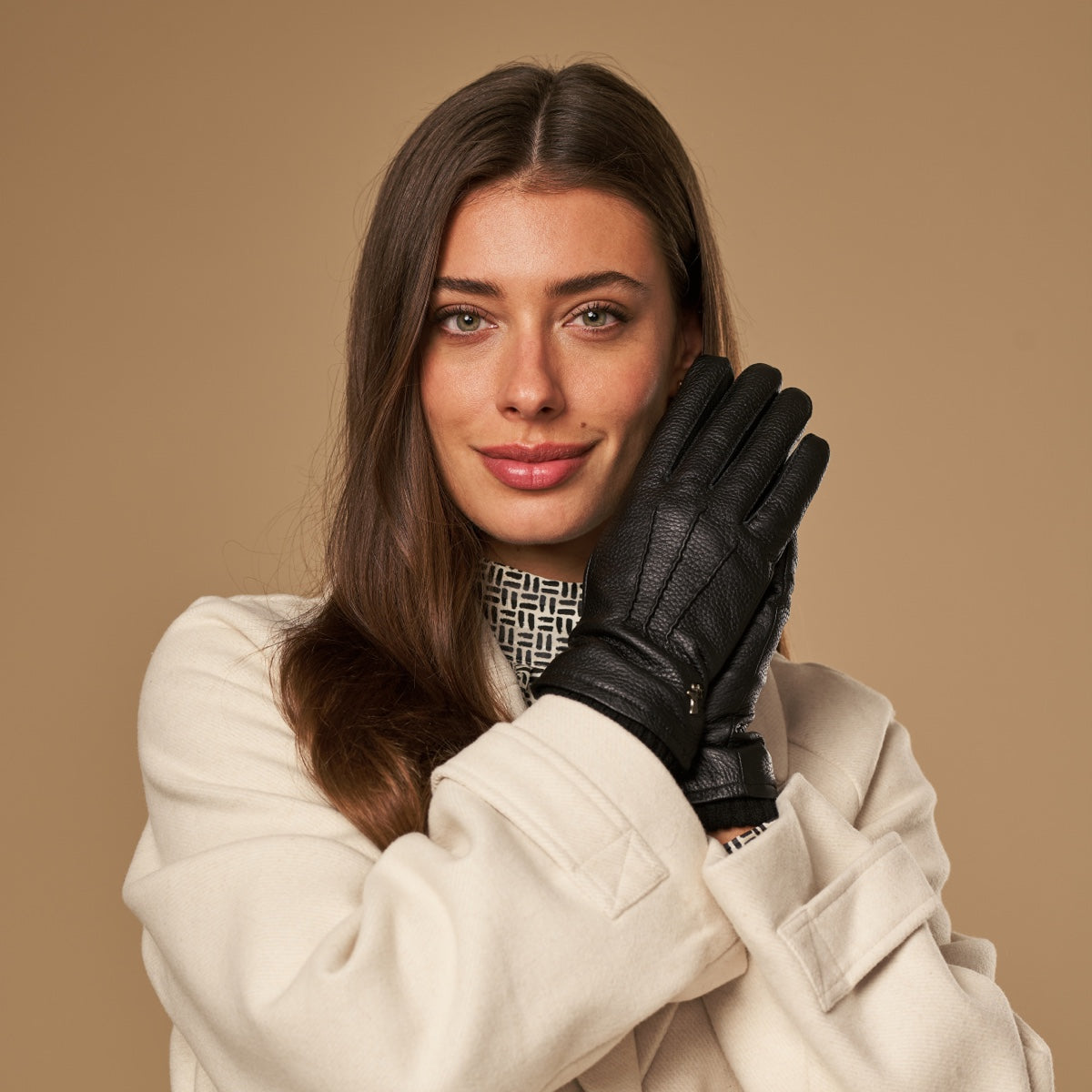 Emily (schwarz) - Handschuhe aus Hirschleder (American deerskin) mit Wollfutter - Schwartz & von Halen DE - Premium Lederhandschuhe - 11