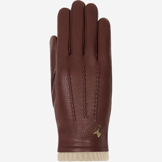 Emily (braun) - Handschuhe aus Hirschleder (American deerskin) mit Wollfutter