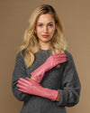 Emma (rosa) - Extralange Schafslederhandschuhe mit luxuriösem Kaschmirfutter & Touchscreen-Funktion