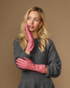 Emma (rosa) - Extralange Schafslederhandschuhe mit luxuriösem Kaschmirfutter & Touchscreen-Funktion