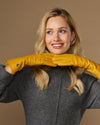 Emma (gelb) - Extralange Schafslederhandschuhe mit luxuriösem Kaschmirfutter & Touchscreen-Funktion