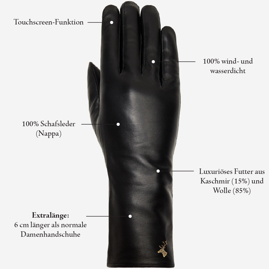 lange handschuhe wolle Lange Lederhandschuhe Schwarz - Kaschmirfutter