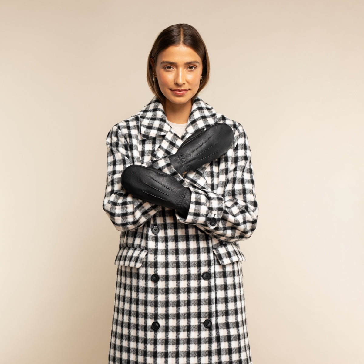 Eva - Elegante Ziegenlederfäustlinge mit luxuriösem Kunstpelzfutter und Touchscreen-Funktion - Schwartz & von Halen DE - Premium Lederhandschuhe - 9