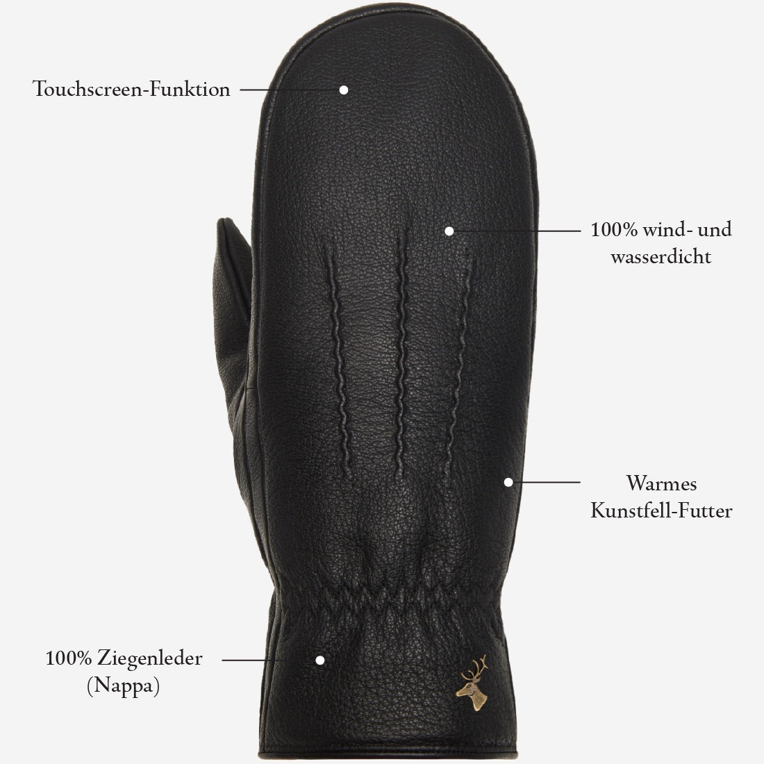 Eva - Elegante Ziegenlederfäustlinge mit luxuriösem Kunstpelzfutter und Touchscreen-Funktion - Schwartz & von Halen DE - Premium Lederhandschuhe - 15