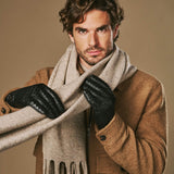 Frederick (schwarz) - Handschuhe mit Korbflechtmuster, Wollfutter und Touchscreen-Funktion