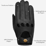 Gosling (schwarz) - klassischer Lammleder-Autohandschuhe mit Touchscreen-Funktion - Schwartz & von Halen DE - Premium Lederhandschuhe - 8