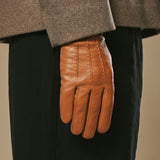 Harvey (cognac) - Ziegenlederhandschuhe mit luxuriösem Wollfutter und Touchscreen-Funktion