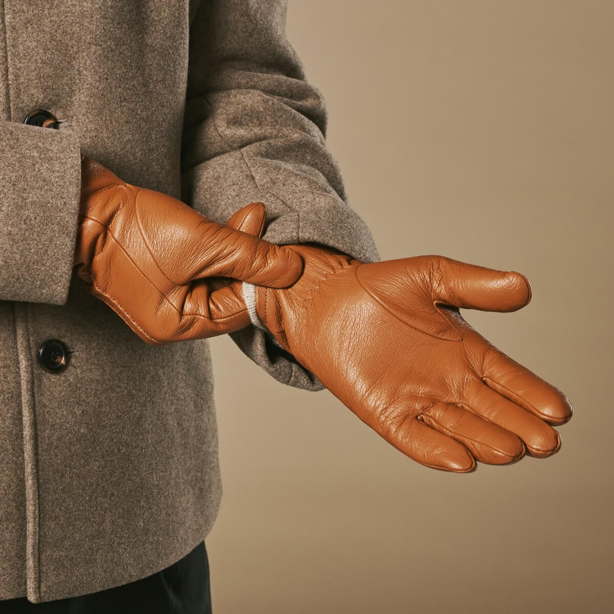 edle handschuhe herren Lederhandschuhe Cognac - Herren - Luxuriösem Wollfutter