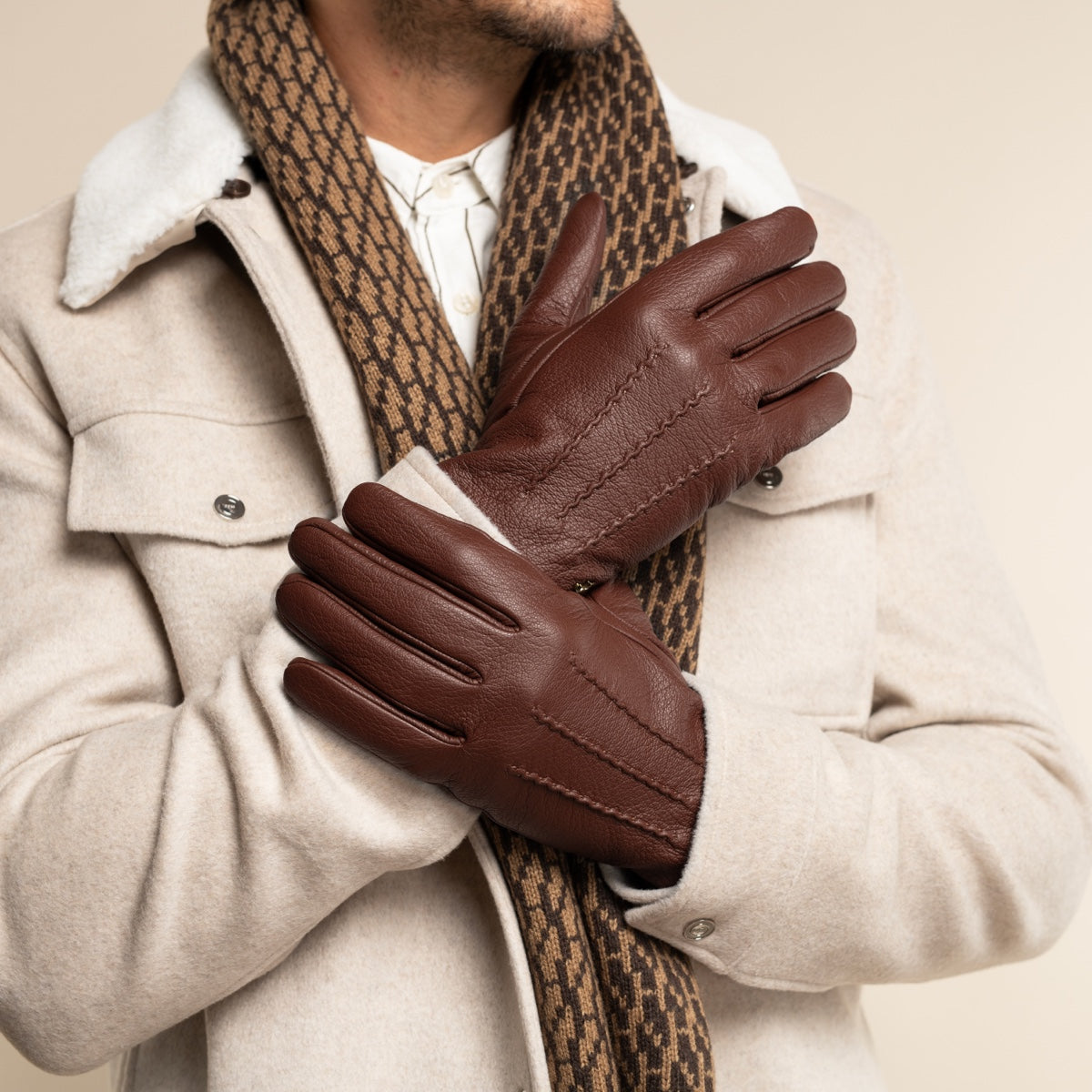 Harvey (cognac) - Ziegenlederhandschuhe mit luxuriösem Wollfutter und Touchscreen-Funktion - Schwartz & von Halen DE - Premium Lederhandschuhe - 9