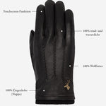 Harvey (schwarz) - Ziegenlederhandschuhe mit luxuriösem Wollfutter und Touchscreen-Funktion - Schwartz & von Halen DE - Premium Lederhandschuhe - 12