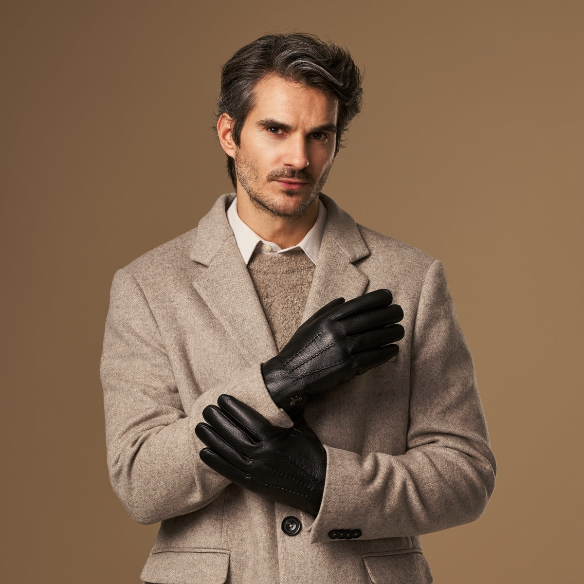 Hunter (schwarz) - Ziegenleder-Handschuhe mit Lammwollfutter & Touchscreen-Funktion - Schwartz & von Halen DE - Premium Lederhandschuhe - 6