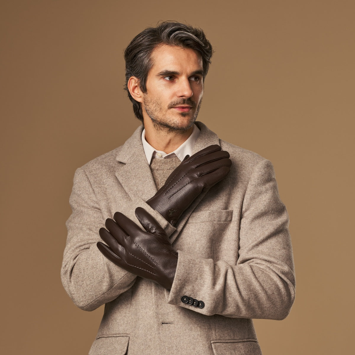 Hunter (brown) – goatskin gloves with lambswool lining & touchscreen feature  - Schwartz & von Halen - US - 6