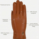 Ivy (cognac) - Handschuhe aus Schafsleder mit Woll-/Kaschmirfutter und Touchscreen-Funktion