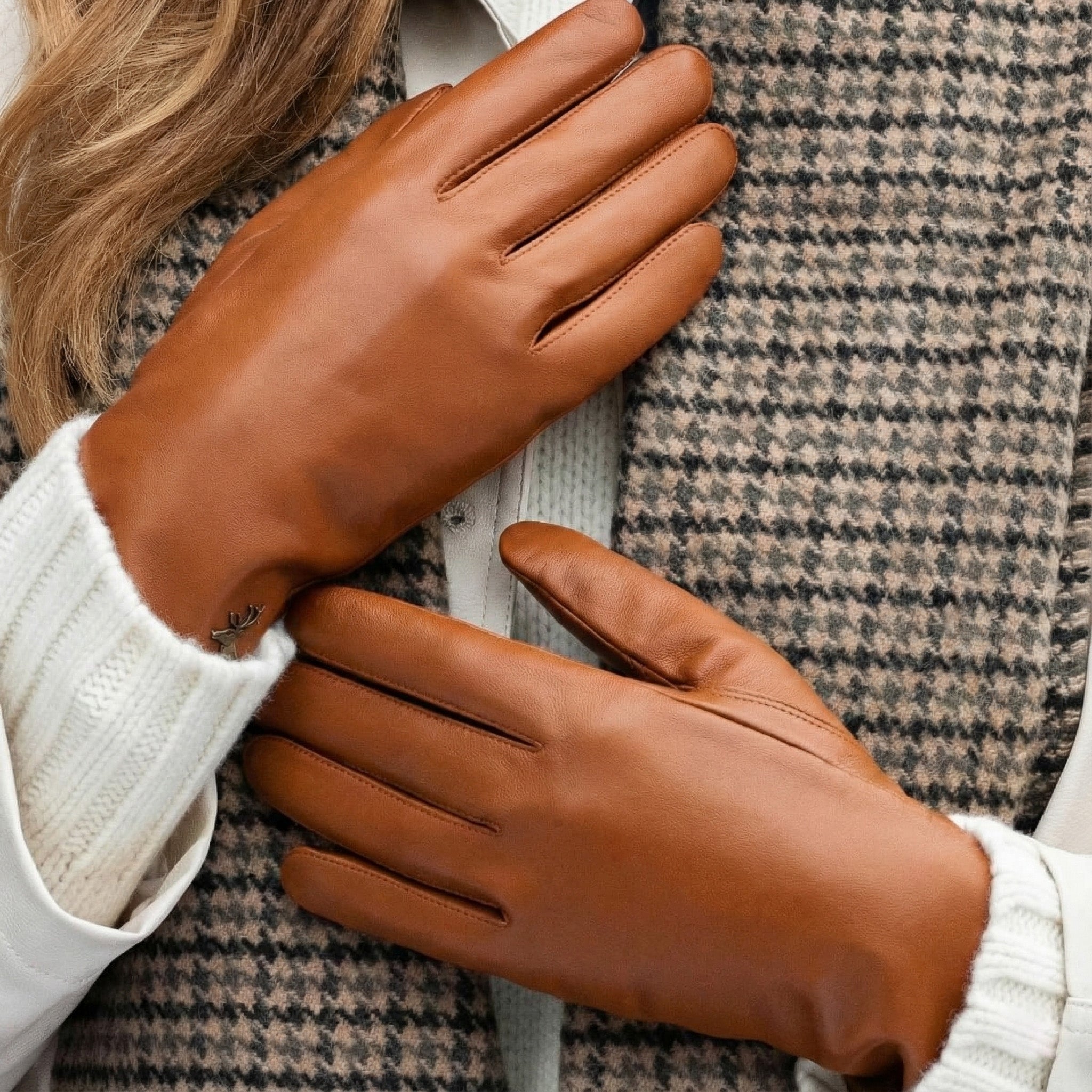 handschuhe kaschmir leder Lederhandschuhe Damen Cognac - Kaschmir Gefüttert