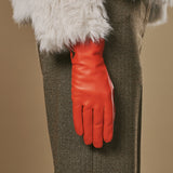 Ivy (orange) - Schafslederhandschuhe mit Woll-/Kaschmirfutter und Touchscreen-Funktion