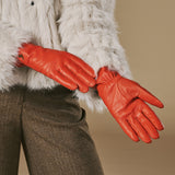Ivy (orange) - Schafslederhandschuhe mit Woll-/Kaschmirfutter und Touchscreen-Funktion