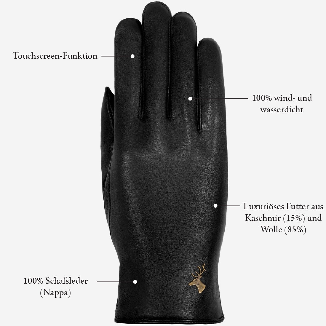 cashmere handschuhe schwarz Lederhandschuhe Damen Schwarz - Kaschmir Gefüttert