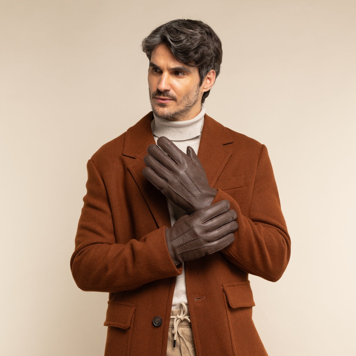 William (braun) - Handschuhe aus Ziegenleder mit Fleecefutter und Druckknopf - Schwartz & von Halen DE - Premium Lederhandschuhe - 5
