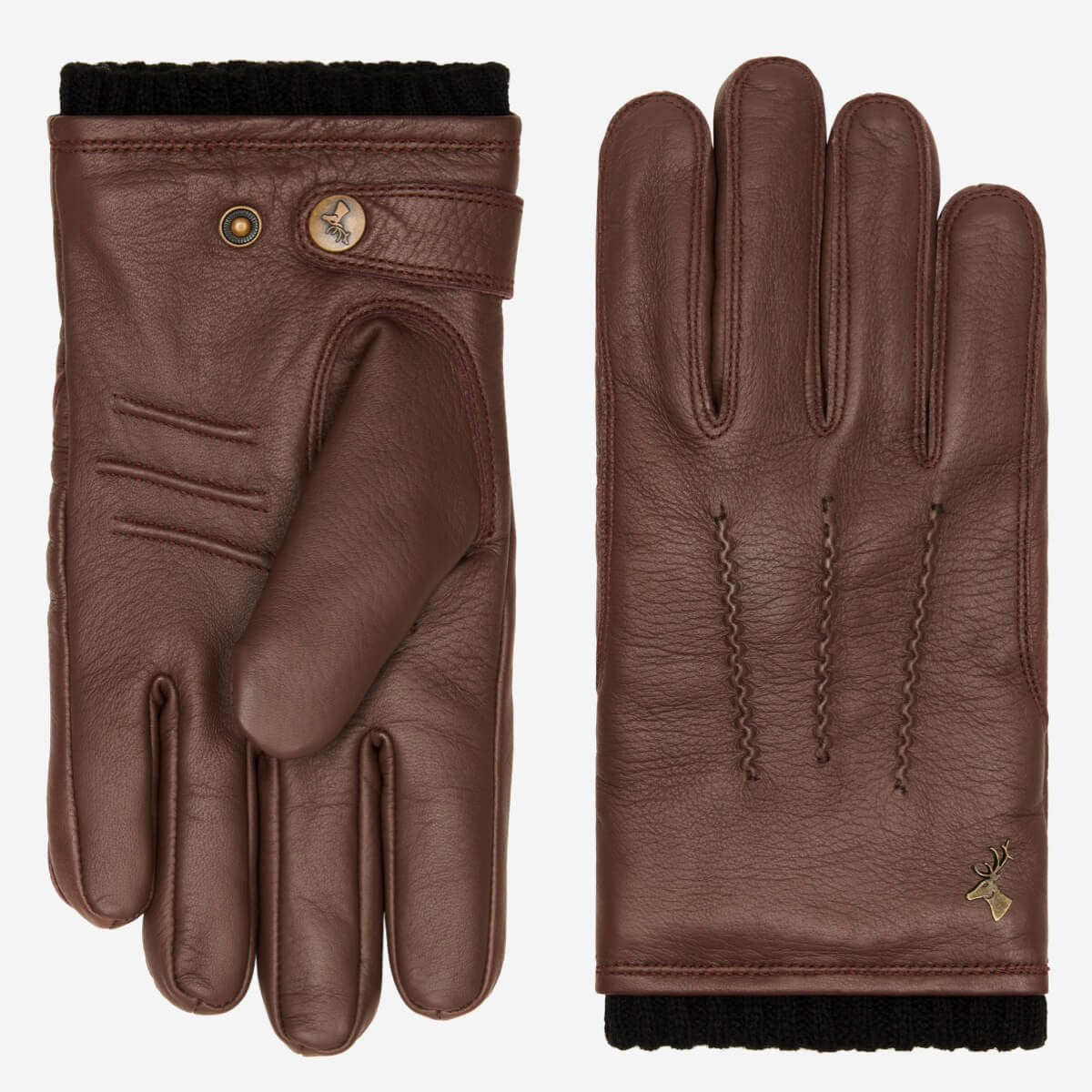 William (braun) - Handschuhe aus Ziegenleder mit Fleecefutter und Druckknopf - Schwartz & von Halen DE - Premium Lederhandschuhe - 2