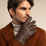 William (braun) - Handschuhe aus Ziegenleder mit Fleecefutter und Druckknopf - Schwartz & von Halen DE - Premium Lederhandschuhe - 7