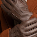 William (braun) - Handschuhe aus Ziegenleder mit Fleecefutter und Druckknopf - Schwartz & von Halen DE - Premium Lederhandschuhe - 10