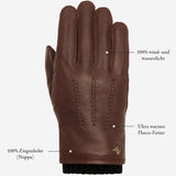 William (braun) - Handschuhe aus Ziegenleder mit Fleecefutter und Druckknopf - Schwartz & von Halen DE - Premium Lederhandschuhe - 11