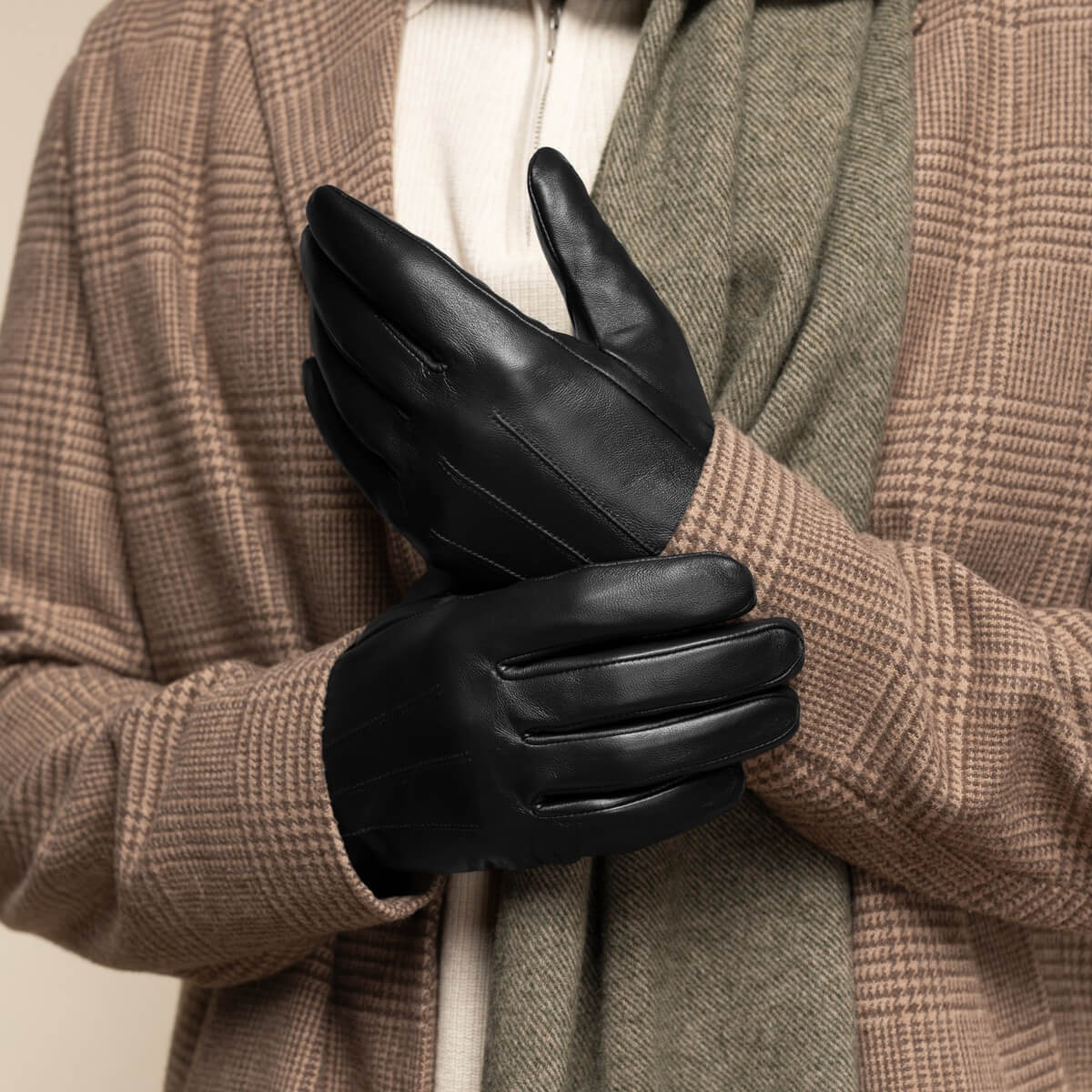 Jake (schwarz) - Schafslederhandschuhe mit warmem Fleece-Futter und Touchscreen-Funktion - Schwartz & von Halen DE - Premium Lederhandschuhe - 7