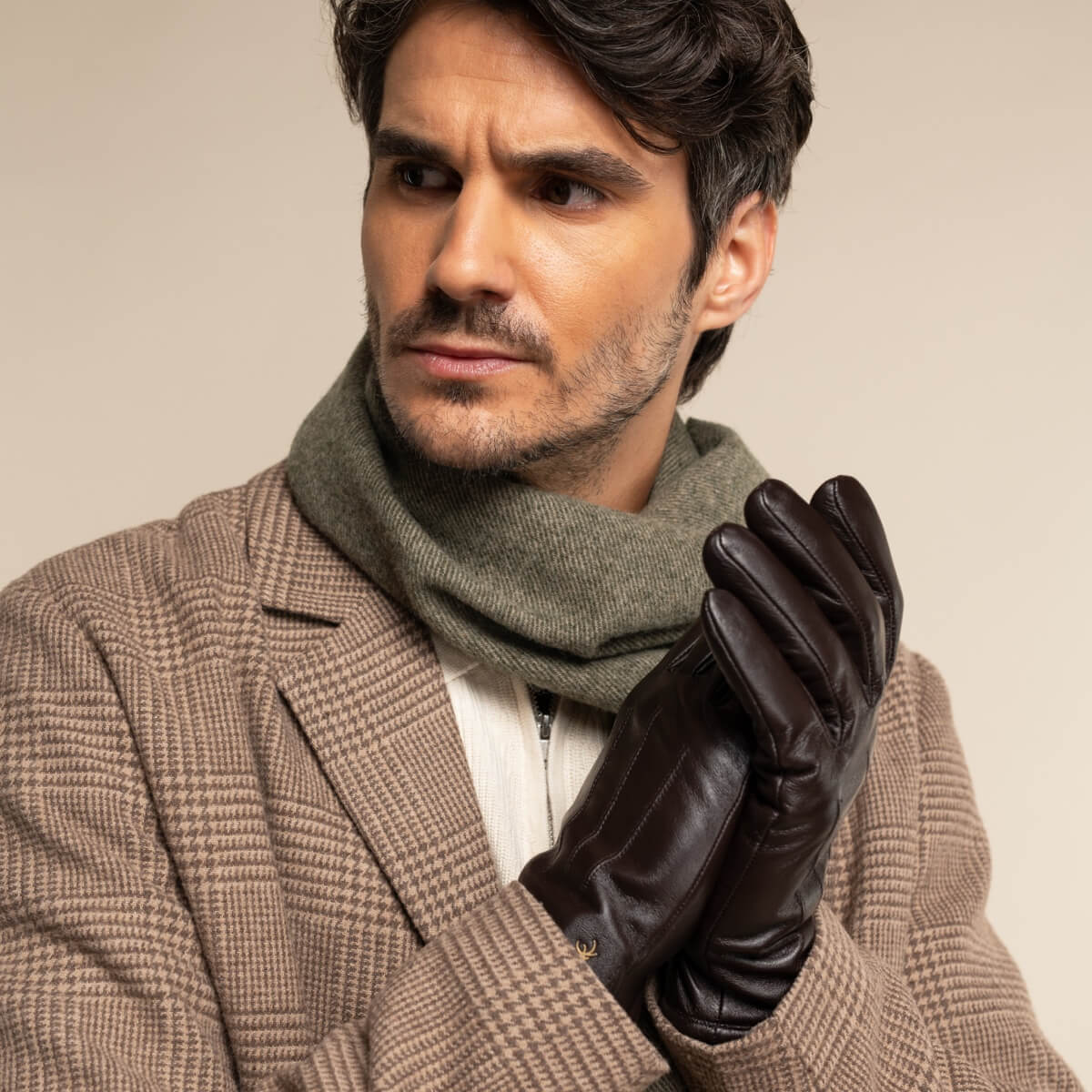 Jake (dunkelbraun) - Schafslederhandschuhe mit warmem Fleece-Futter und Touchscreen-Funktion - Schwartz & von Halen DE - Premium Lederhandschuhe - 5