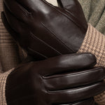 Jake (dunkelbraun) - Schafslederhandschuhe mit warmem Fleece-Futter und Touchscreen-Funktion - Schwartz & von Halen DE - Premium Lederhandschuhe - 11