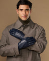 Jake (marineblau) - Schafslederhandschuhe mit warmem Fleece-Futter und Touchscreen-Funktion