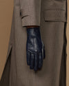 Jake (marineblau) - Schafslederhandschuhe mit warmem Fleece-Futter und Touchscreen-Funktion