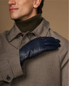 Jake (marineblau) - Schafslederhandschuhe mit warmem Fleece-Futter und Touchscreen-Funktion