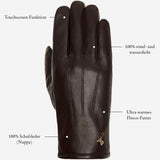 Jake (dunkelbraun) - Schafslederhandschuhe mit warmem Fleece-Futter und Touchscreen-Funktion - Schwartz & von Halen DE - Premium Lederhandschuhe - 12