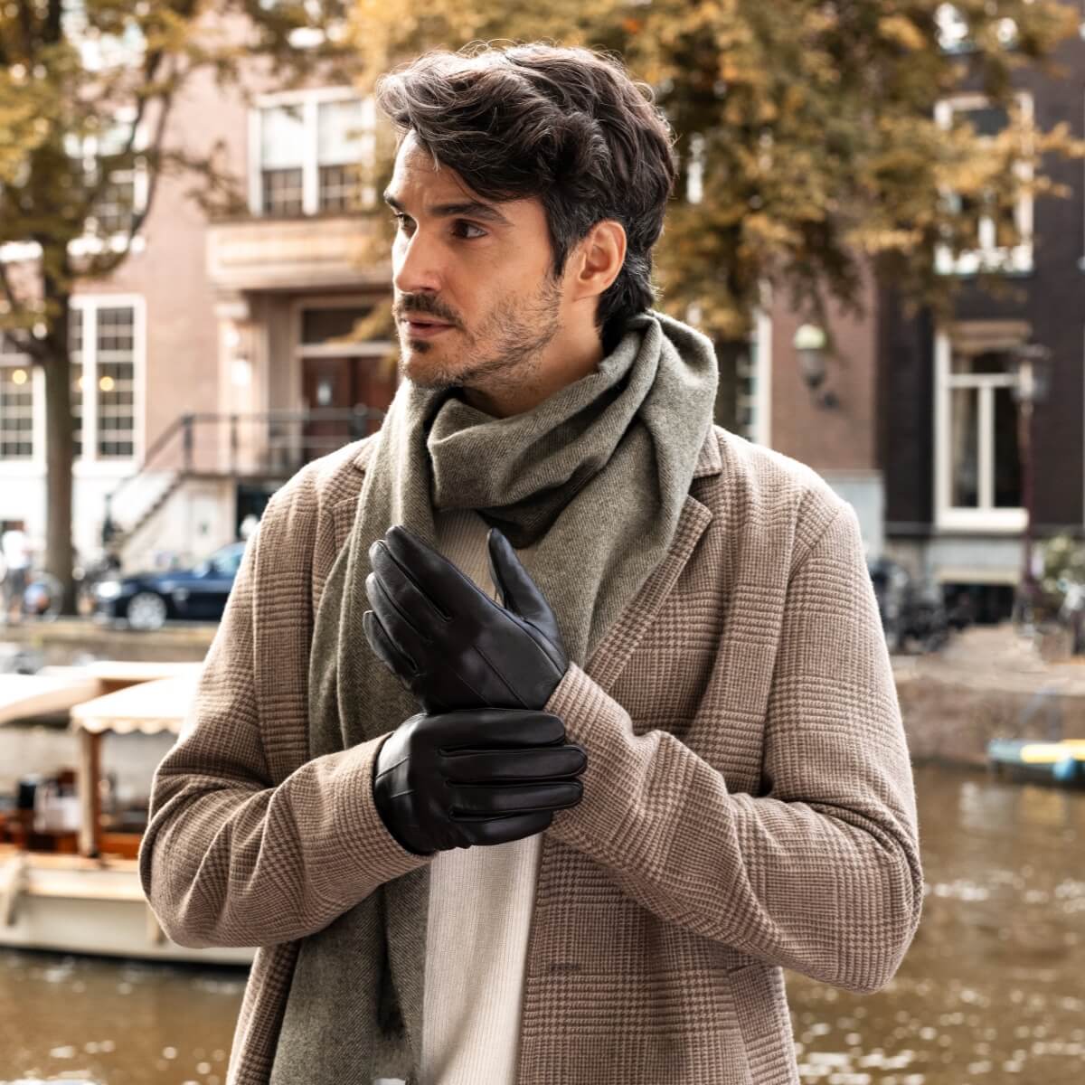 Men's Cashmere Lined Leather Gloves