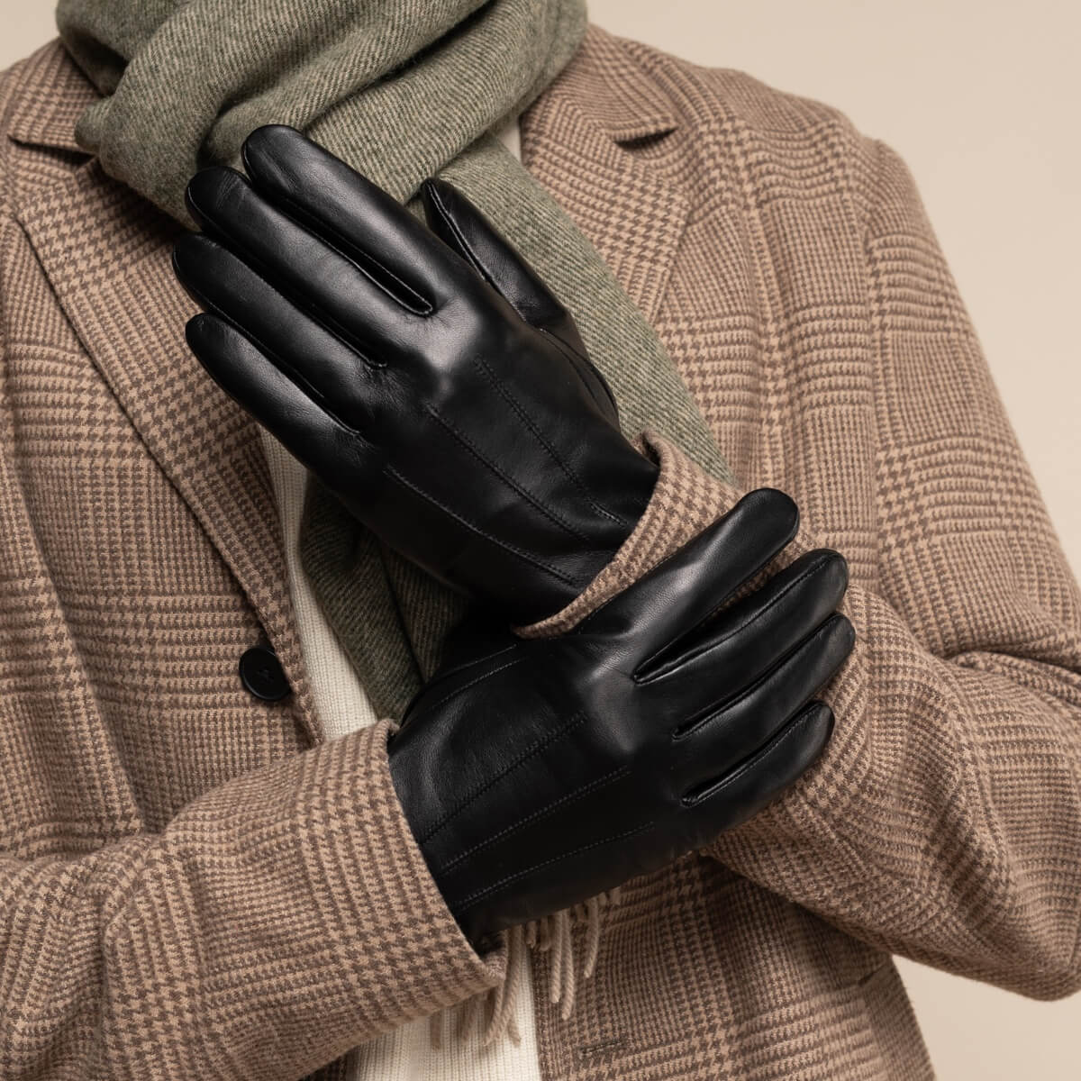 genuine leather handschuhe Lederhandschuhe - Schwartz - Kaschmirfutter