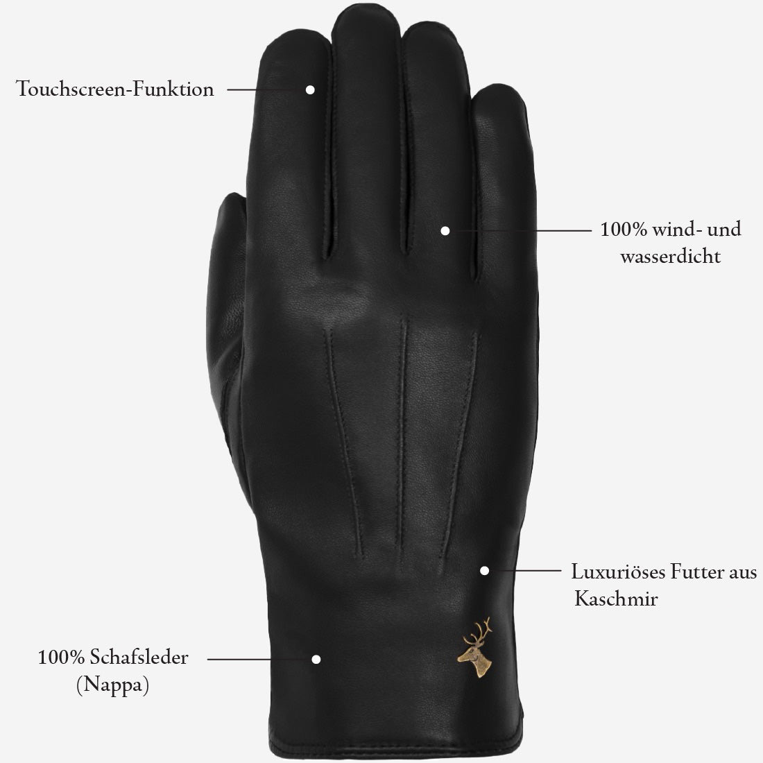kartoffelschäl handschuh Lederhandschuhe - Schwartz - Kaschmirfutter