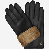 Jasmine (schwarz) - Damen-Lammfellhandschuhe mit luxuriösem Kaninchenfellfutter und Touchscreen-Funktion