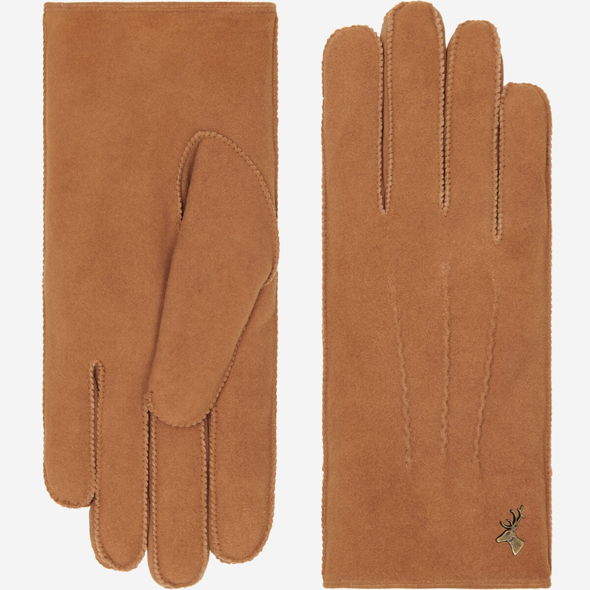 Josie (camel) - suede goatskin leather gloves with luxurious sheep fur lining  - Schwartz & von Halen - US - 2