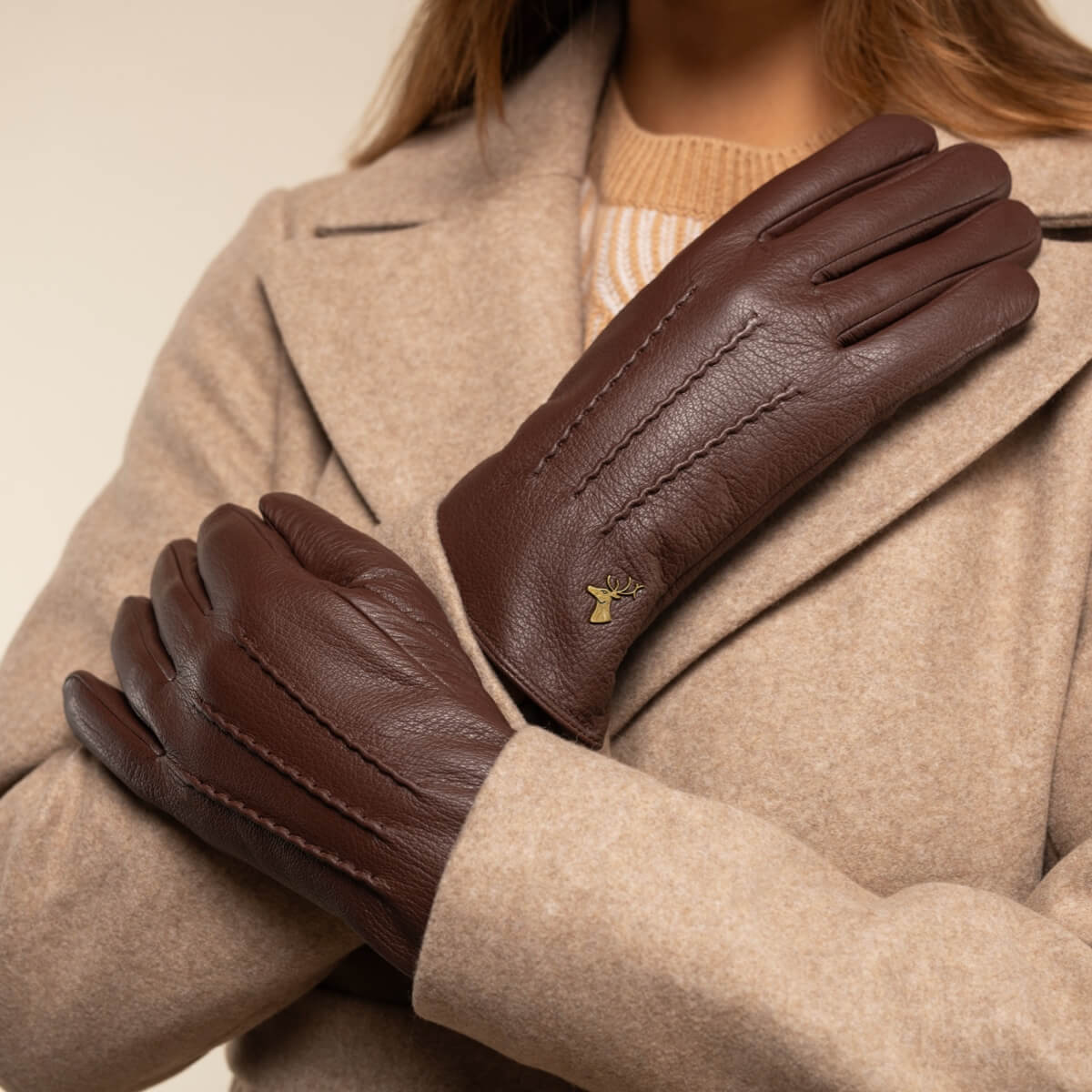handschuhe leder damen braun Lederhandschuhe Damen - Braun - Kunstpelzfutter