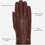 Julia (braun) - Ziegenlederhandschuhe mit luxuriösem Kunstpelzfutter und Touchscreen-Funktion - Schwartz & von Halen DE - Premium Lederhandschuhe - 14