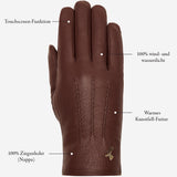 Julia (braun) - Ziegenlederhandschuhe mit luxuriösem Kunstpelzfutter und Touchscreen-Funktion - Schwartz & von Halen DE - Premium Lederhandschuhe - 14