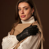 Kathleen (schwarz) – Exklusive Damenhandschuhe aus Pekari-Leder mit Kaschmirfutter