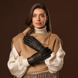 Kathleen (schwarz) – Exklusive Damenhandschuhe aus Pekari-Leder mit Kaschmirfutter