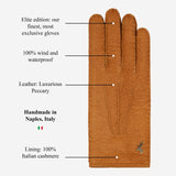 Kathleen (cognac) – Exklusive Damenhandschuhe aus Pekari-Leder mit Kaschmirfutter