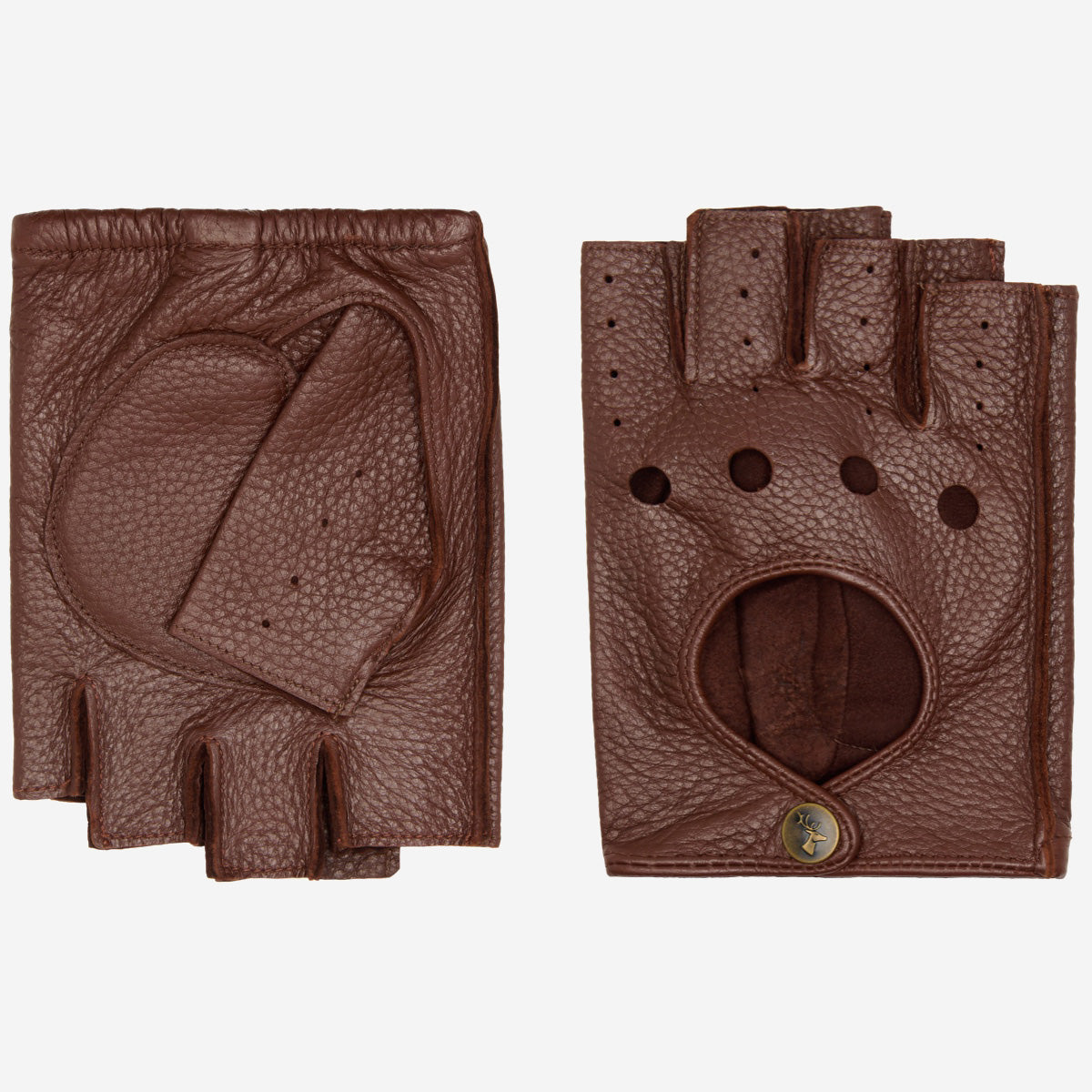Zane (braun) – luxuriöse fingerlose Fahrhandschuhe aus amerikanischem Hirschleder  - Schwartz & von Halen DE - Premium Lederhandschuhe - 2