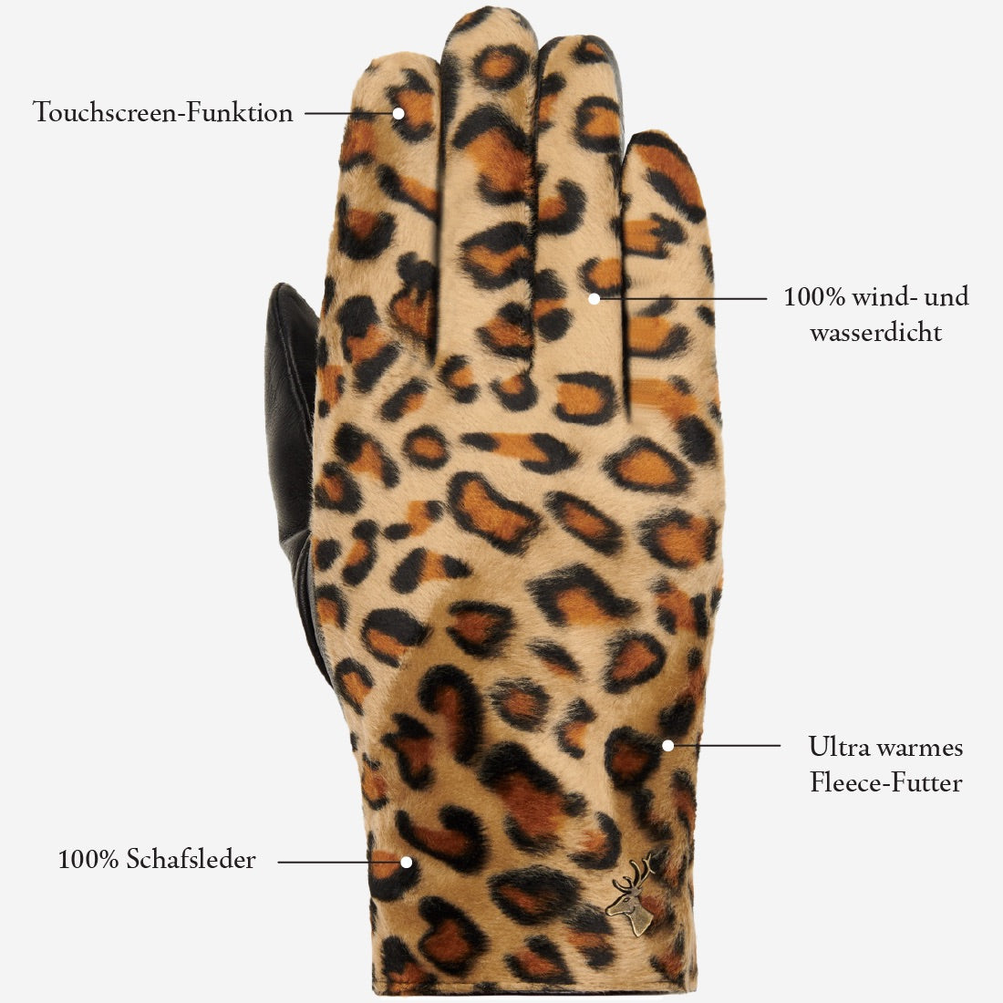 handschuhe leopard Lederhandschuhe Damen Leopardenmuster - Wollfutter