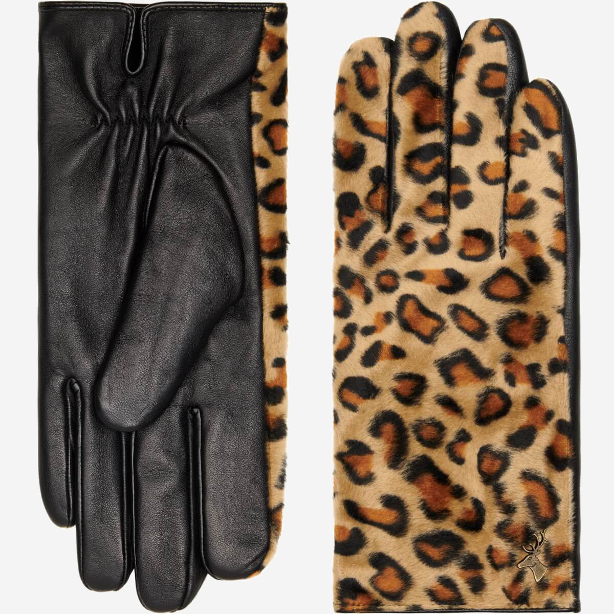 lonheo handschuhe Lederhandschuhe Damen Leopardenmuster - Wollfutter