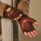 Liam (braun) – klassische fingerlose Herren-Autohandschuhe aus Lammleder